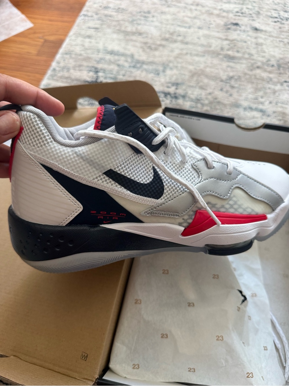 NIB Jordan Zoom '92 olympics White/Obsidian/True Red m8.5 w10